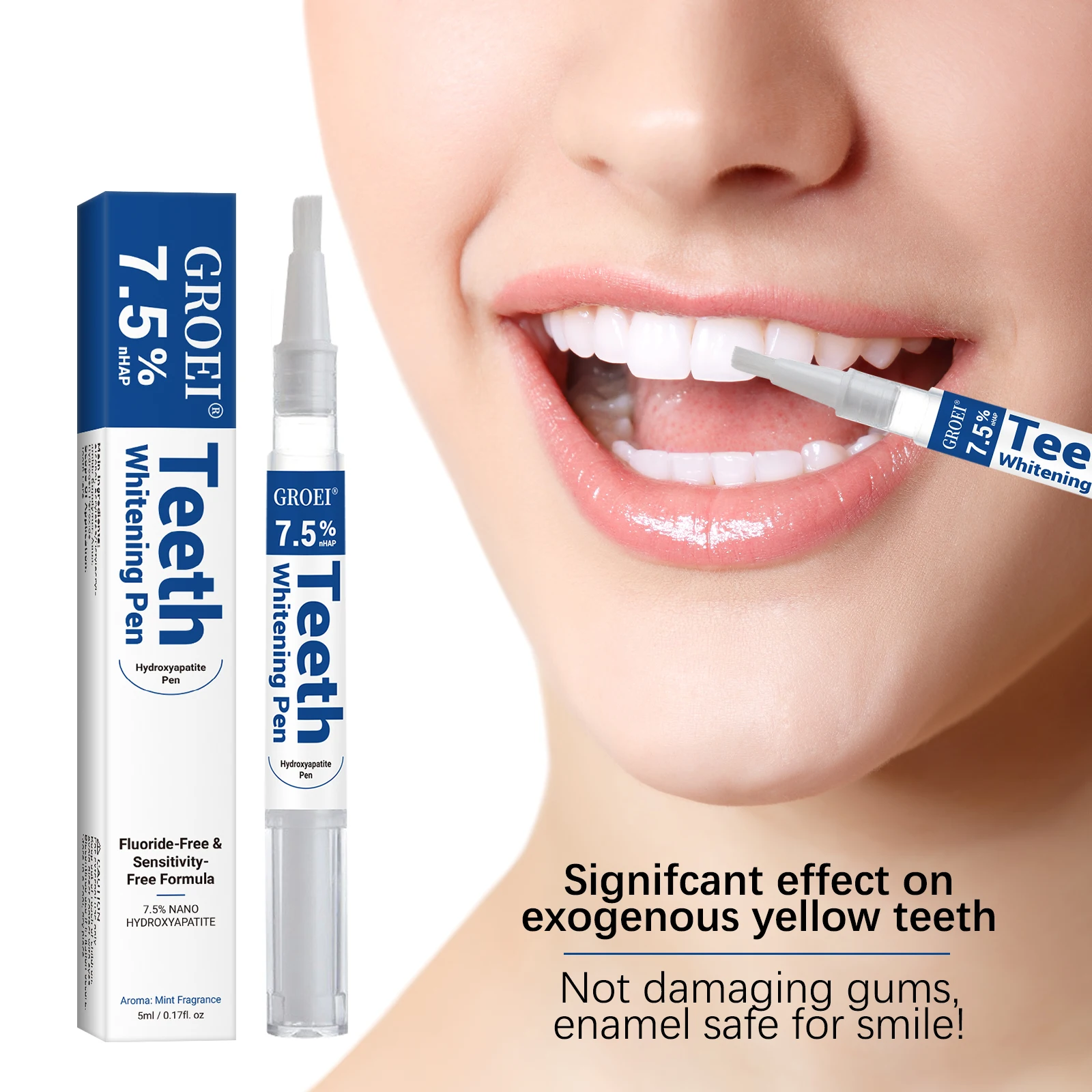 Teeth Whitening With Peroxide - هيدروكسياباتيت تبييض الأسنان القلم المبهر الأبيض