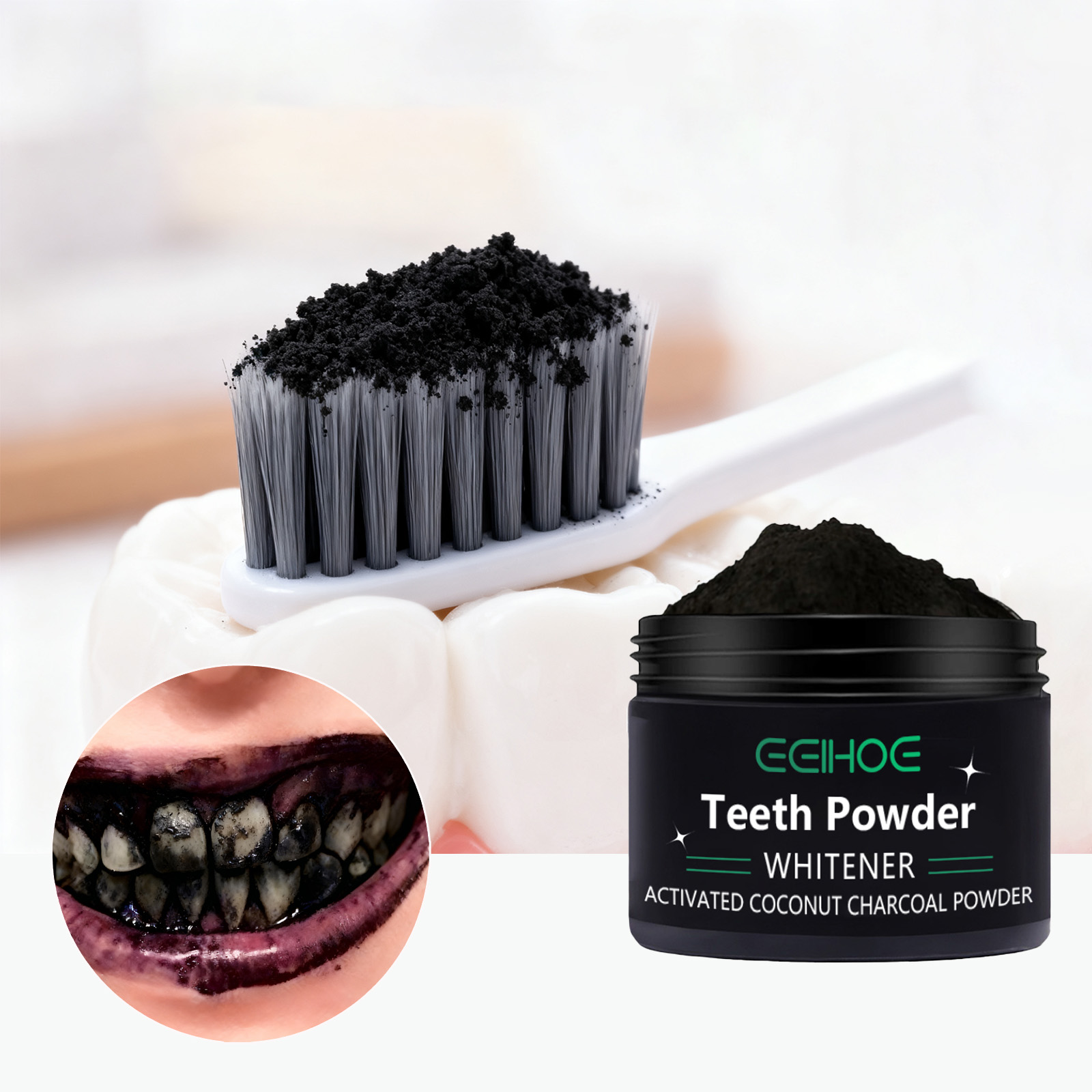 Whitening Powder Activated - مسحوق تبييض الأسنان الطبيعي للتنظيف العميق
