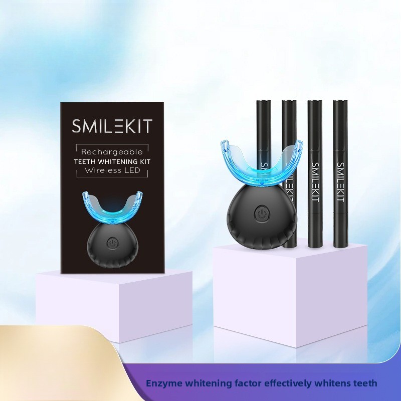 Teeth Whitening Kit At Home - طقم تبييض الأسنان مع شحن لاسلكي،
