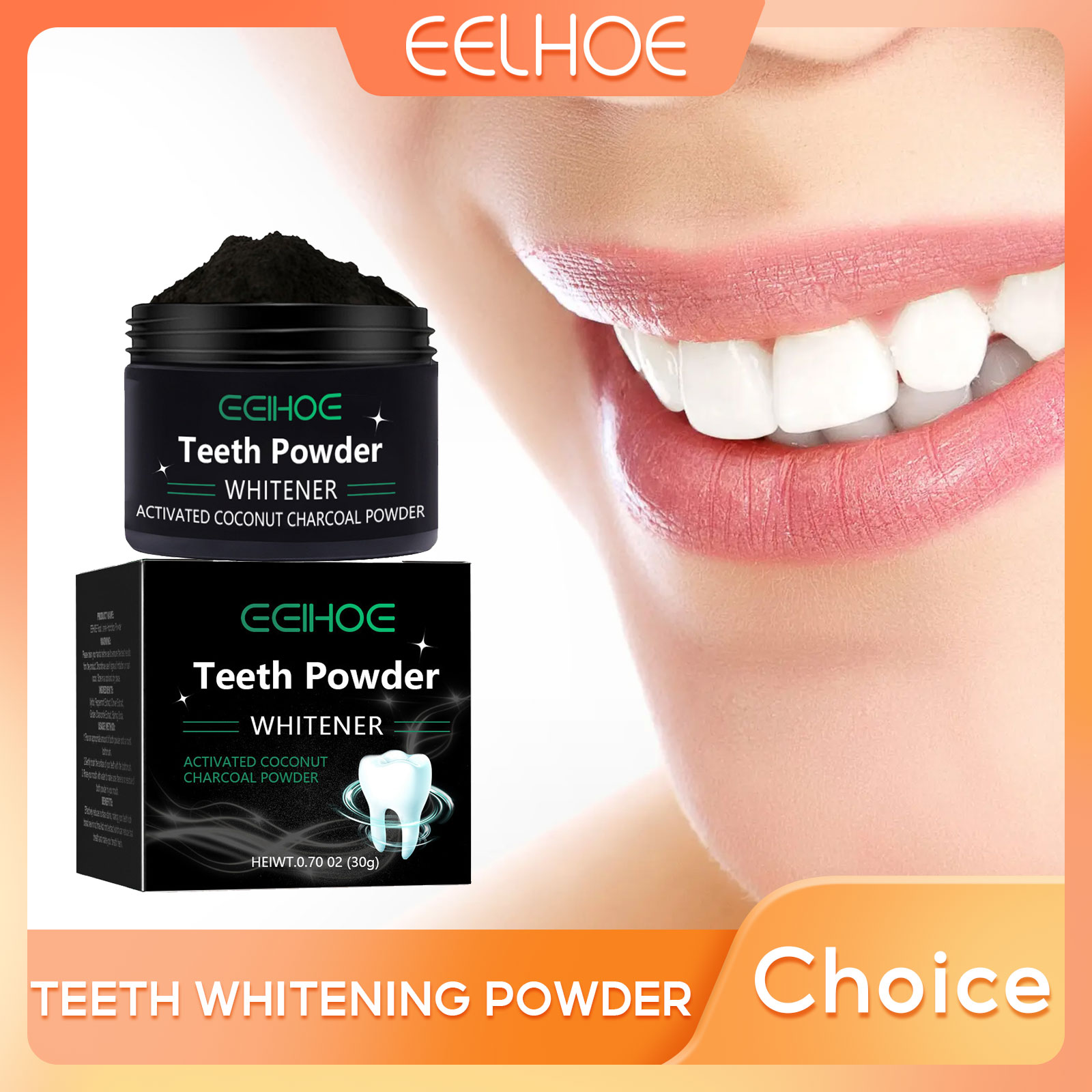 Whitening Powder Activated - EELHOE مسحوق الفحم لمنتجات تبييض الأسنان