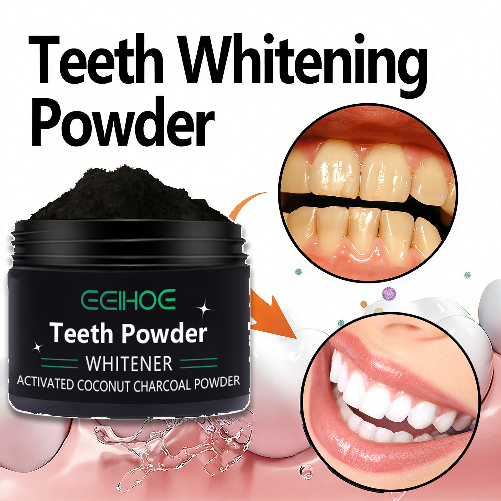 Whitening Powder Activated - مسحوق تبييض الأسنان الطبيعي لتنظيف وإزالة