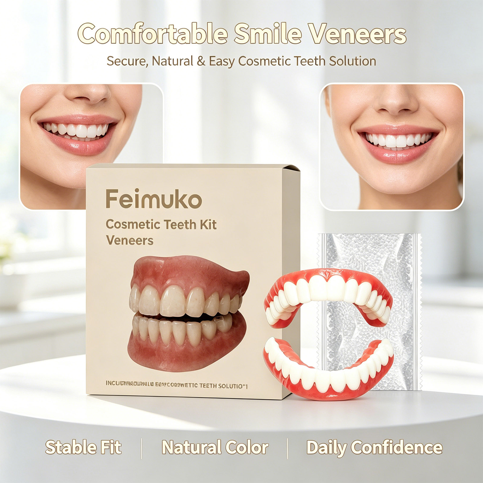 Teeth Whitening Veneers - طقم قشور أسنان تجميلية، بديل للأسنان