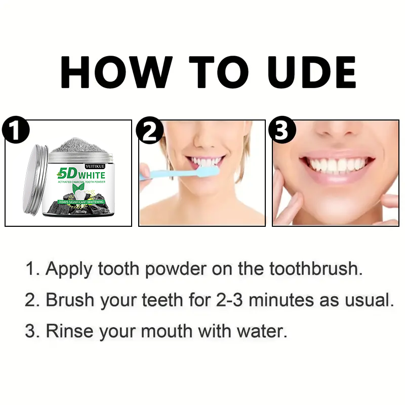 مسحوق أسنان YUlTlKUE 5D بالفحم - مراجعة Teeth Whitening Q&M وسعره