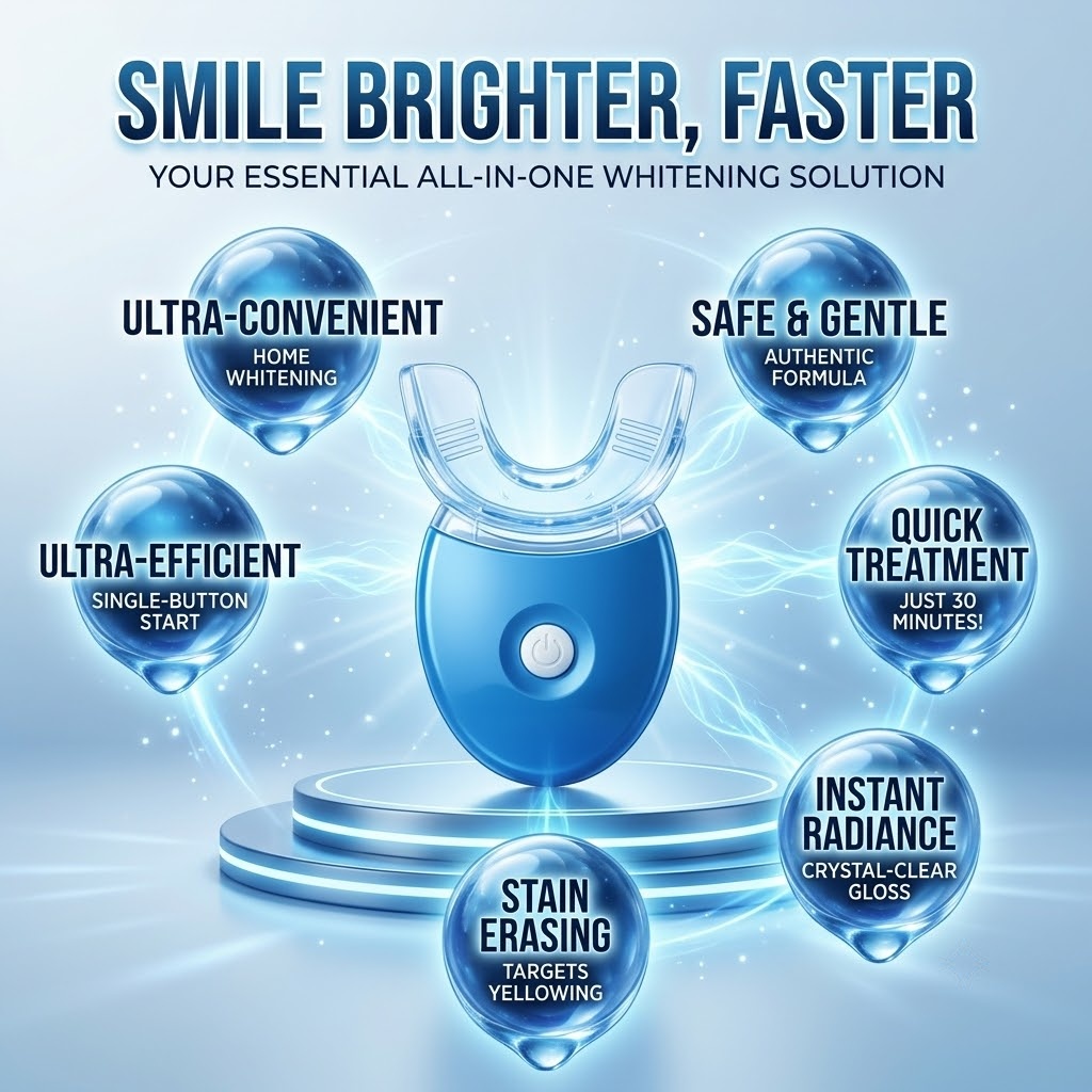 طقم تبييض الأسنان بالضوء الأزر - مراجعة Teeth Whitening Kit At Home وسعره
