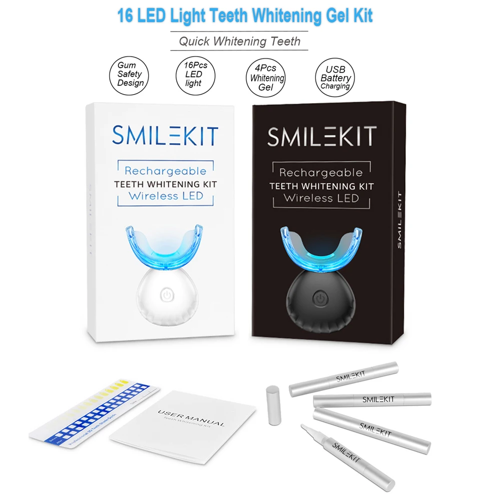 طقم تبييض الأسنان صغير 16 LED  - مراجعة Teeth Whitening With Peroxide وسعره